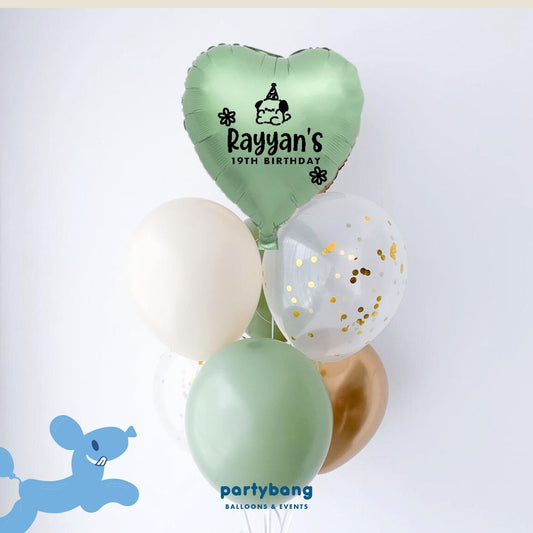 [Helium Inflated] Custom 7pcs Balloon Cluster (Green)