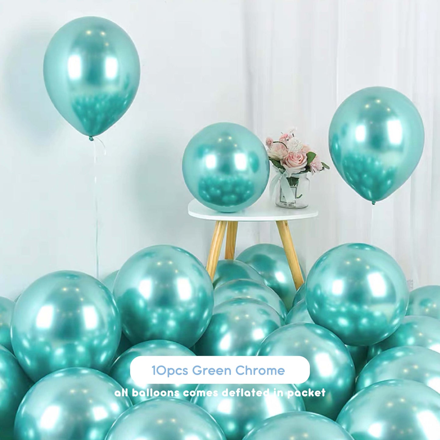 Chrome Green Balloons