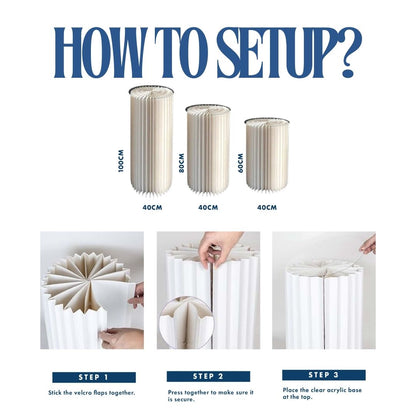 4 Days Rental White Round Paper Pedestal Set A (3pcs)
