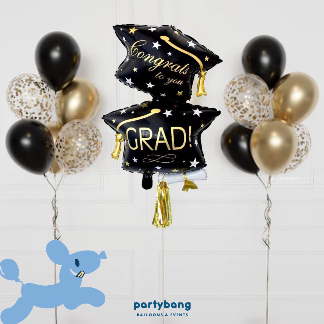 [Helium Inflated] Graduation Balloons Grad Hat Set B (13pcs)