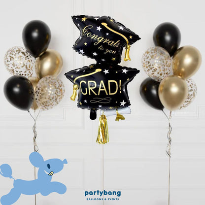 [Helium Inflated] Graduation Balloons Grad Hat Set B (13pcs)