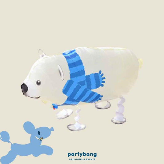 [Helium Inflated] Polar Bear Walking Pet Animals Foil Balloon Kids Toy Balloon Children Gift