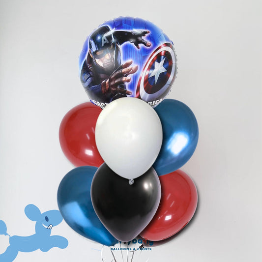 [Helium Inflated] 7pcs Balloon Cluster (Captain America)