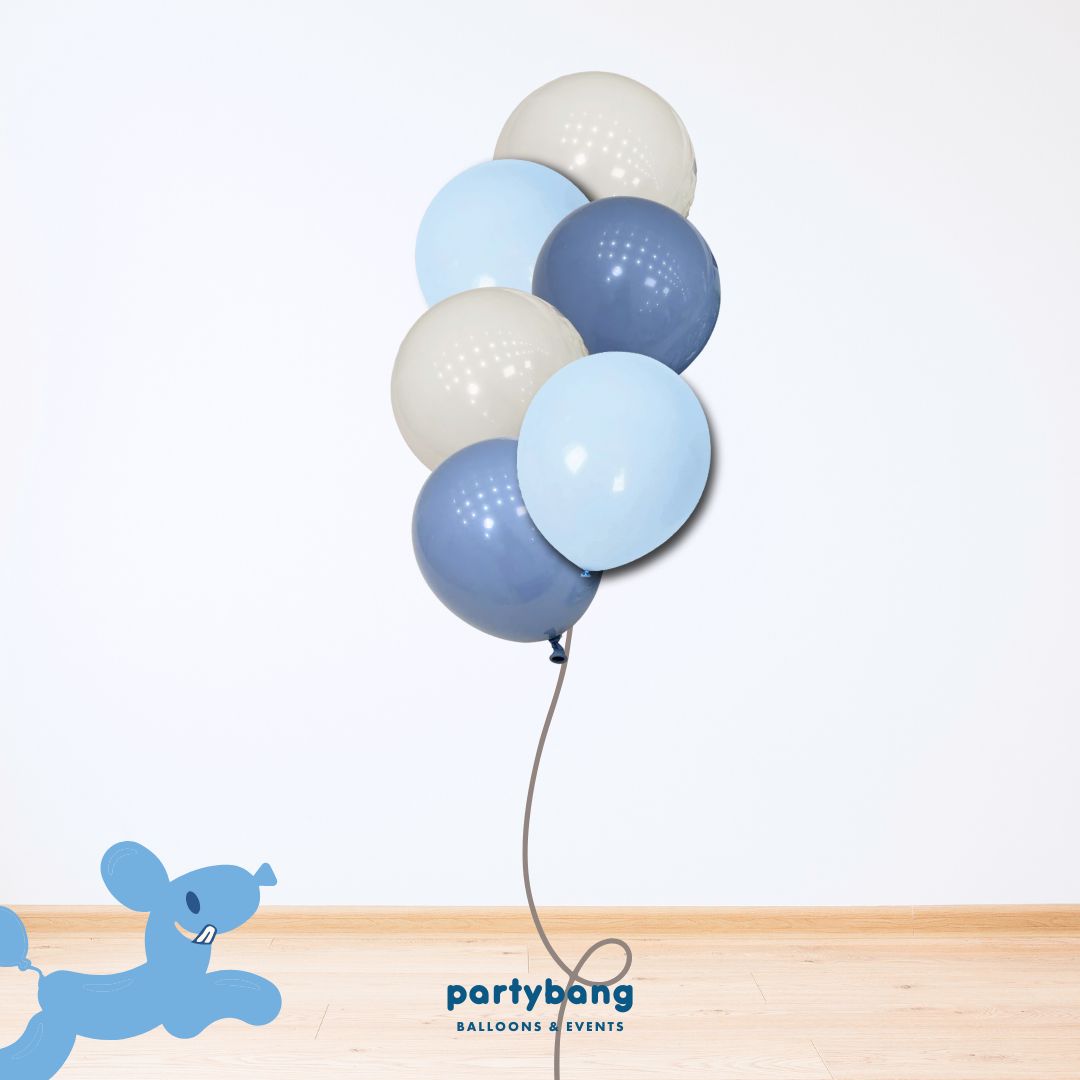 [Helium Inflated] 12" Latex Balloon Clusters In the Blues