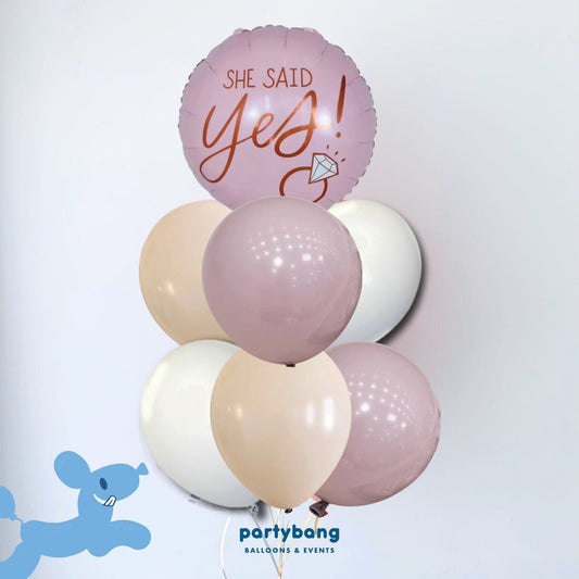 [Helium Inflated] 7pcs Balloon Cluster (She Said Yes/Miss to Mrs)