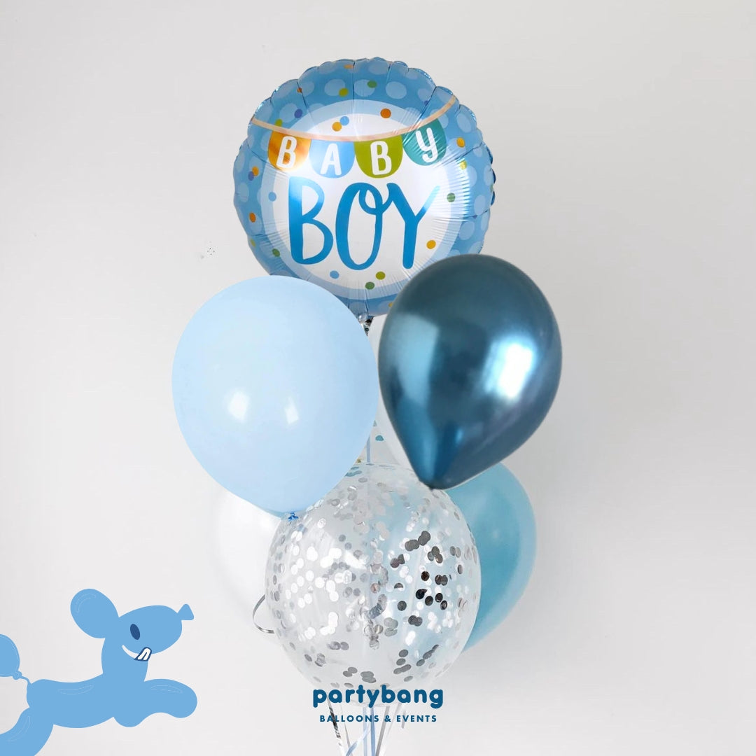 [Helium Inflated] 7pcs Balloon Cluster (Baby Boy)