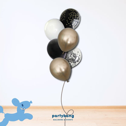[Helium Inflated] 12" Latex Balloon Clusters 24K Gold