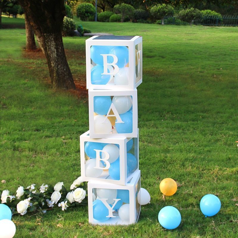 4pc Standard White Baby Box with Balloons (DIY Set)