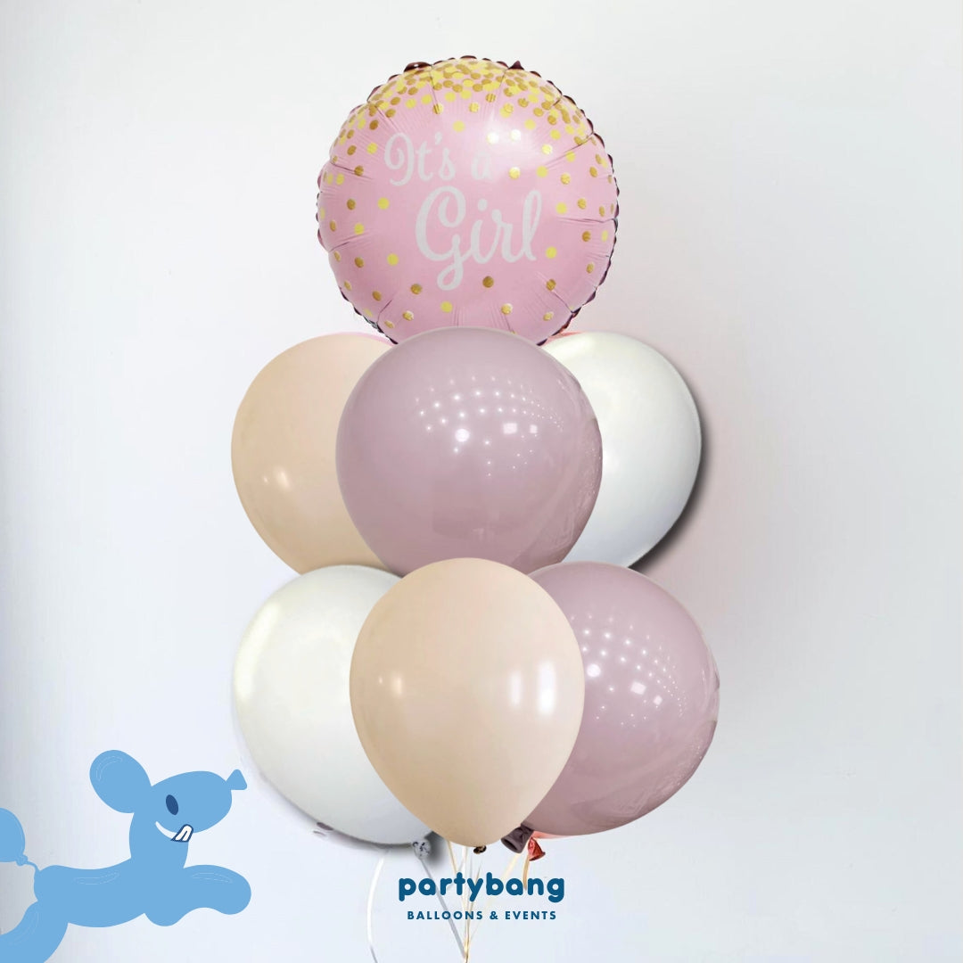 [Helium Inflated] 7pcs Balloon Cluster (It's a Girl)