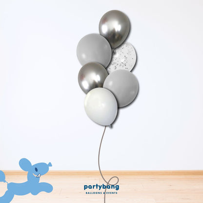 [Helium Inflated] 12" Latex Balloon Clusters Malted Grey