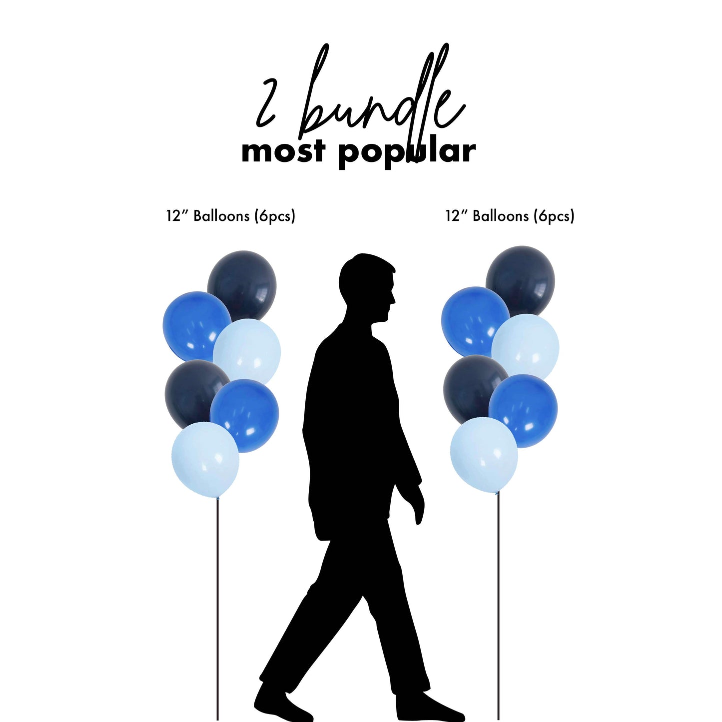 [Helium Inflated] 12" Latex Balloon Clusters In the Blues