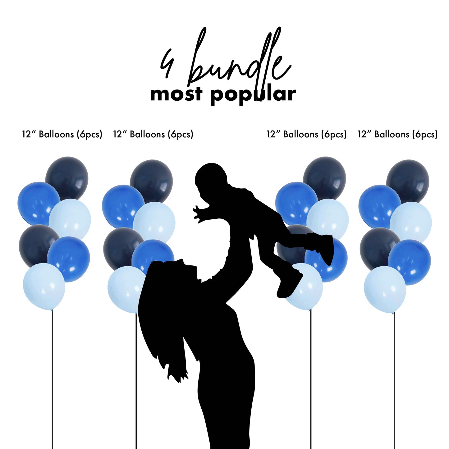 [Helium Inflated] 12" Latex Balloon Clusters In the Blues