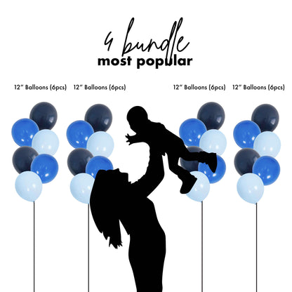 [Helium Inflated] 12" Latex Balloon Clusters In the Blues