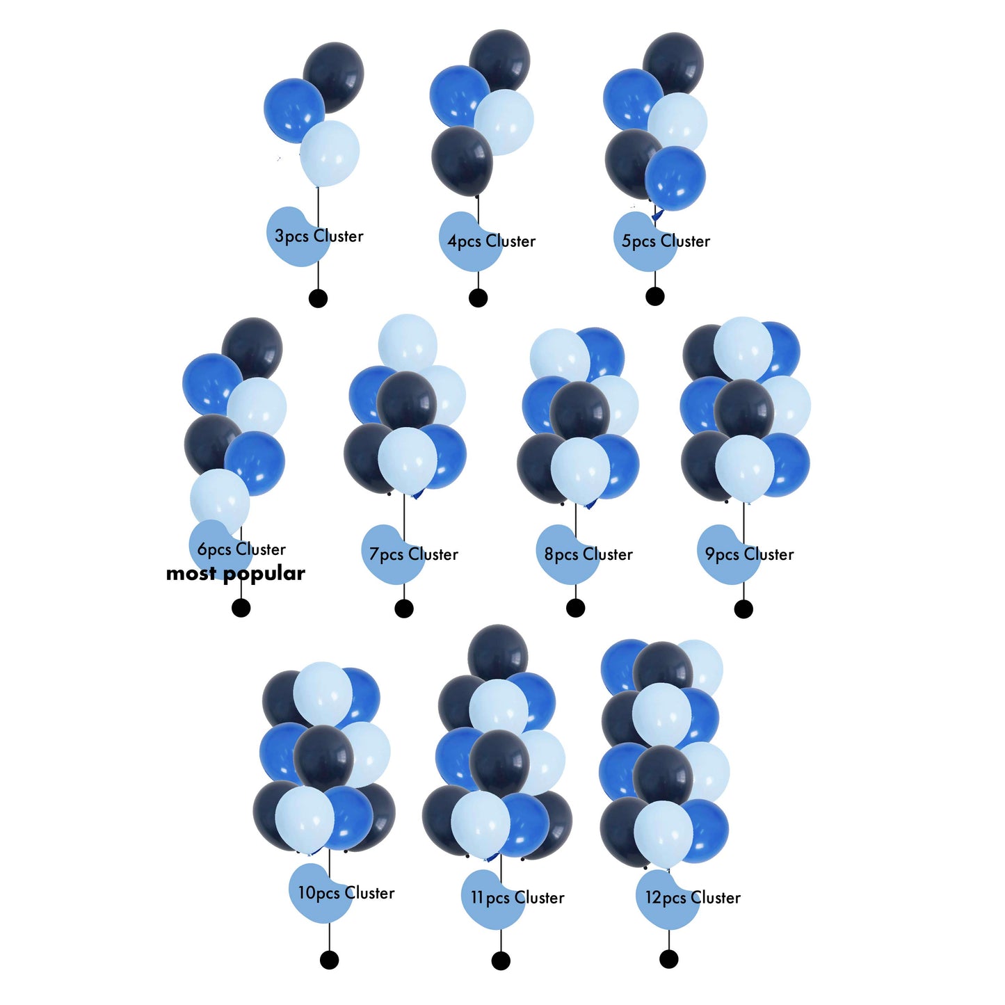 [Helium Inflated] 12" Latex Balloon Clusters Botany Bloom