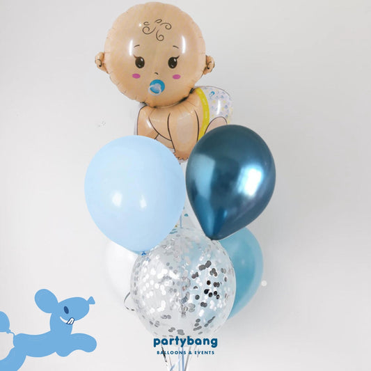 [Helium Inflated] 7pcs Balloon Cluster (Crawling Boy)