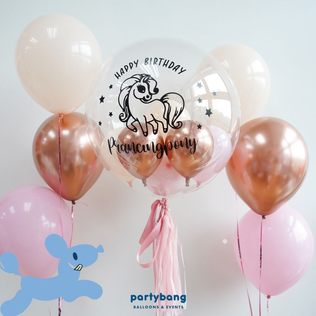 [Helium Inflated] 24inch Custom Bubble Balloon Birthday Set C