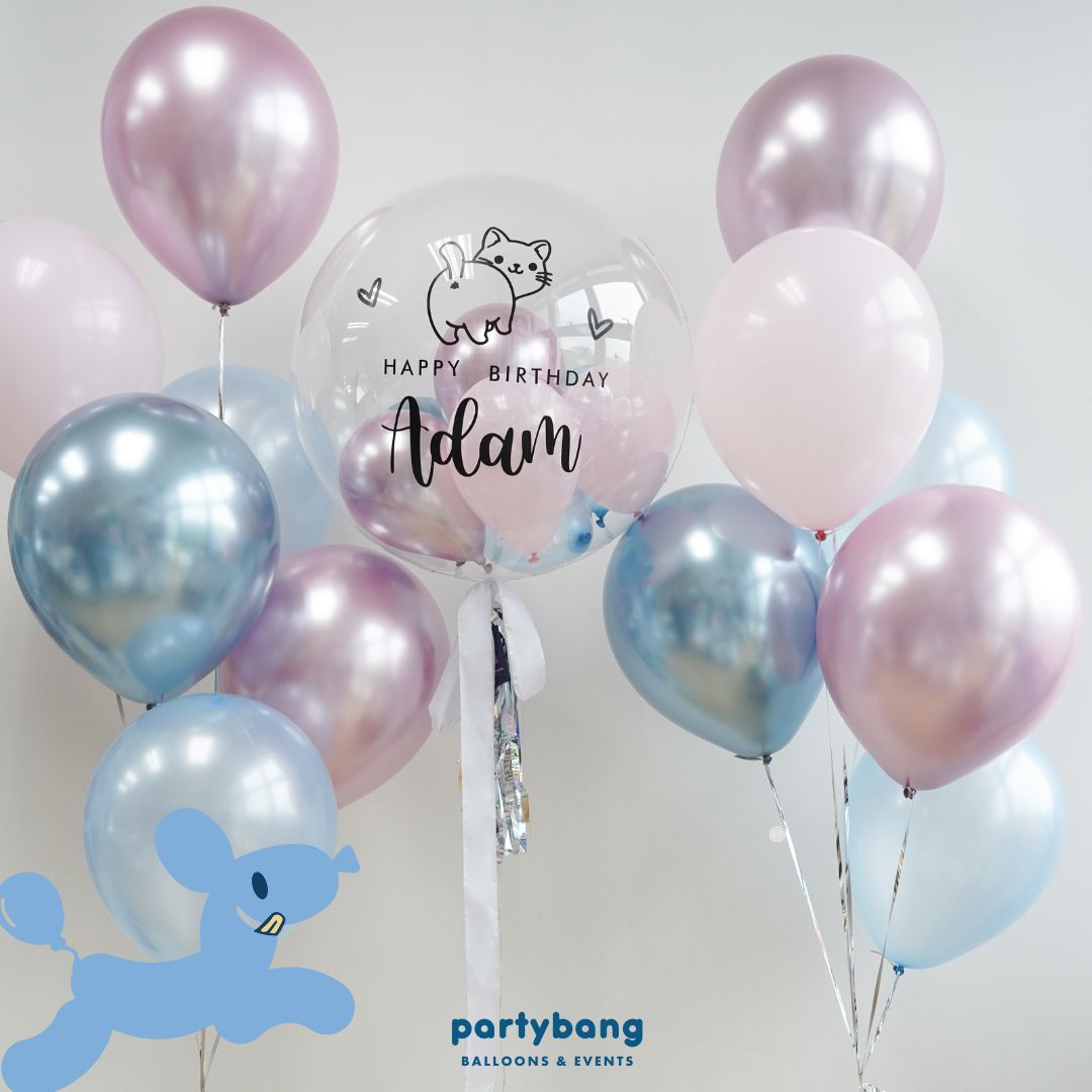 [Helium Inflated] 24inch Custom Bubble Balloon Birthday Set C