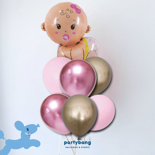 [Helium Inflated] 7pcs Balloon Cluster (Crawling Baby Girl)