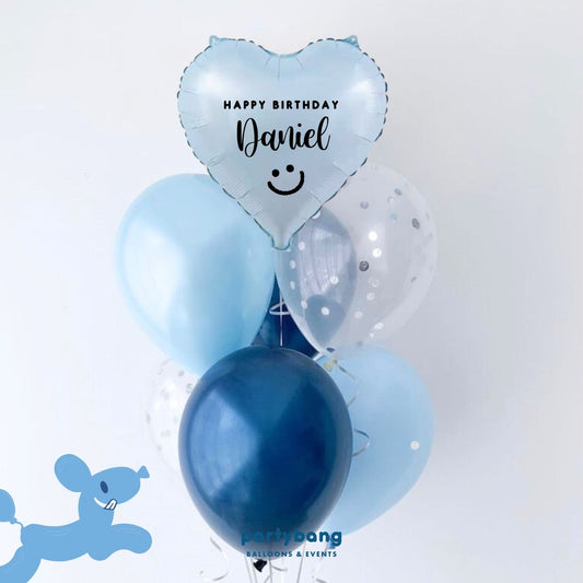 [Helium Inflated] Custom 7pcs Balloon Cluster (Blue)