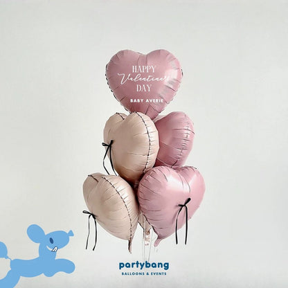 🎀 [Helium Inflated] Hearts Love You Balloons Pink & Nude (6pcs)
