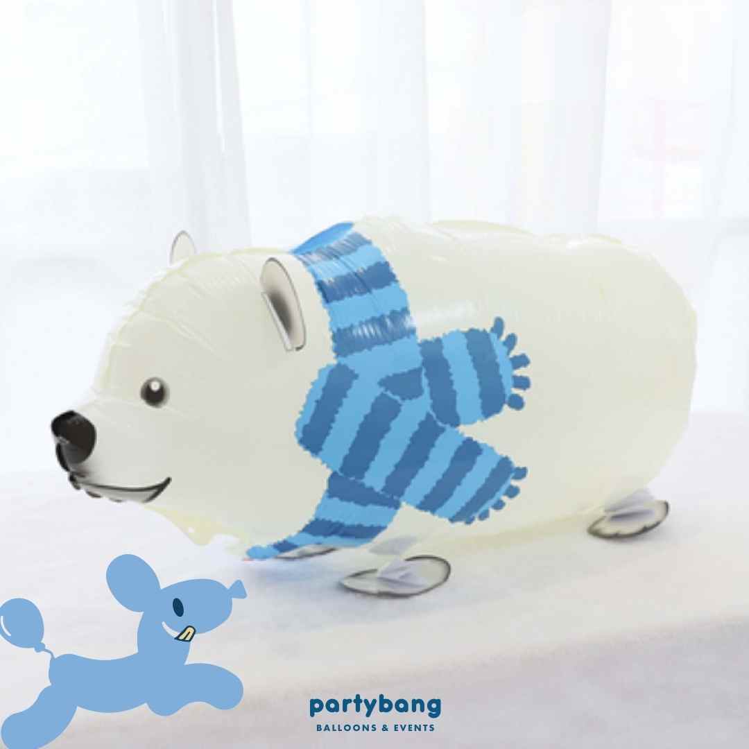 [Helium Inflated] Polar Bear Walking Pet Animals Foil Balloon Kids Toy Balloon Children Gift