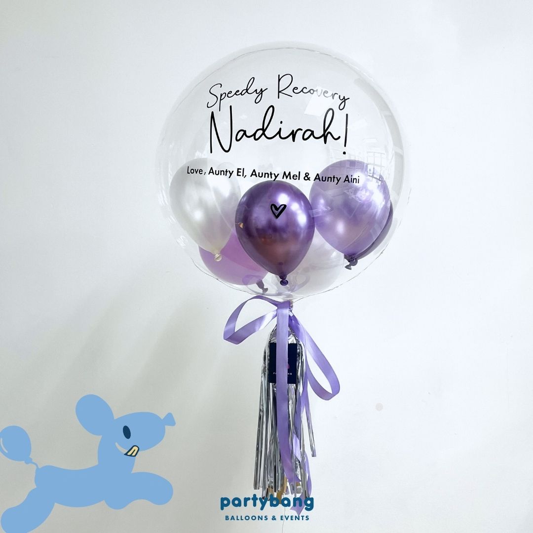 [Helium Inflated] 24inch Custom Bubble Balloon Well Wishes Get Well Soon Set B