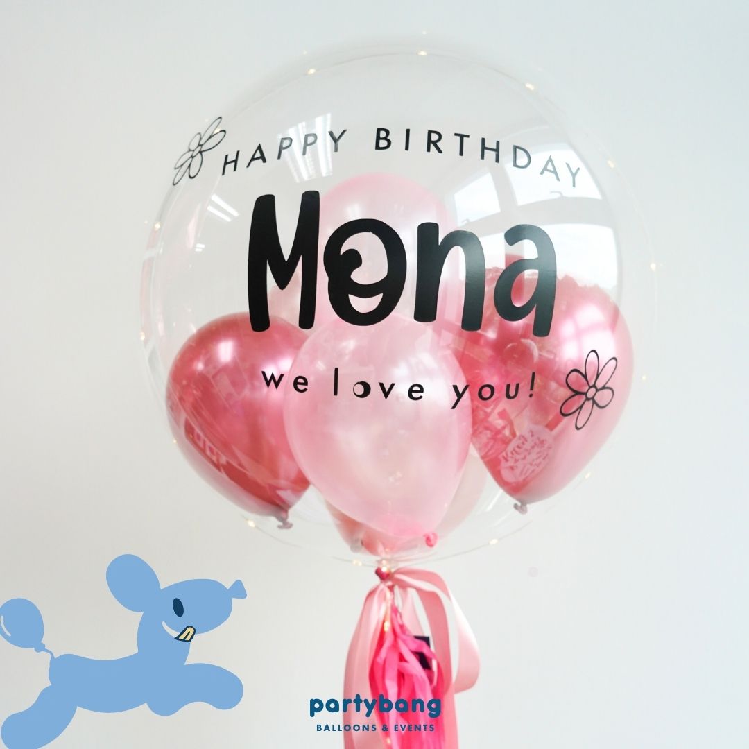 [Helium Inflated] 24inch Custom Bubble Balloon Birthday Set A