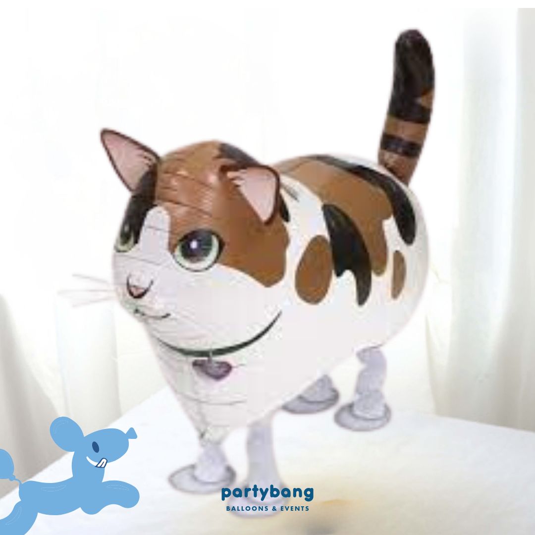 [Helium Inflated] Brown Cat Walking Pet Animals Foil Balloon Kids Toy Balloon Children Gift