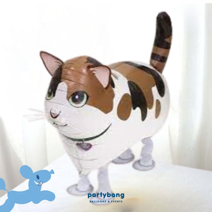 [Helium Inflated] Brown Cat Walking Pet Animals Foil Balloon Kids Toy Balloon Children Gift
