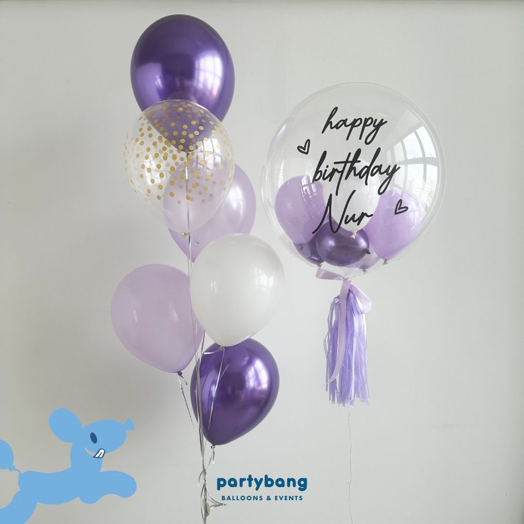 [Helium Inflated] 24inch Custom Bubble Balloon Birthday Set B