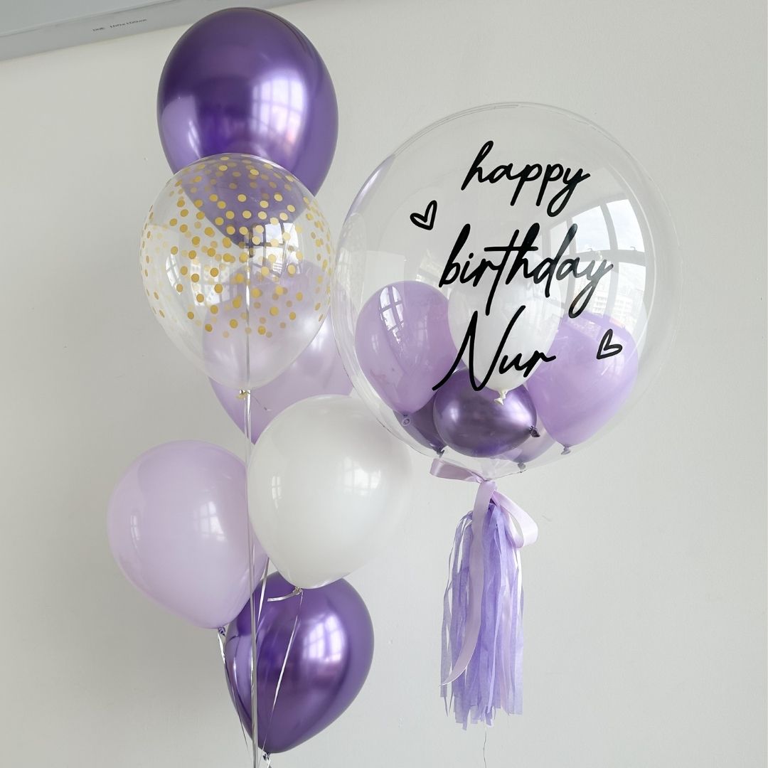 [Helium Inflated] 24inch Custom Bubble Balloon Birthday Set B