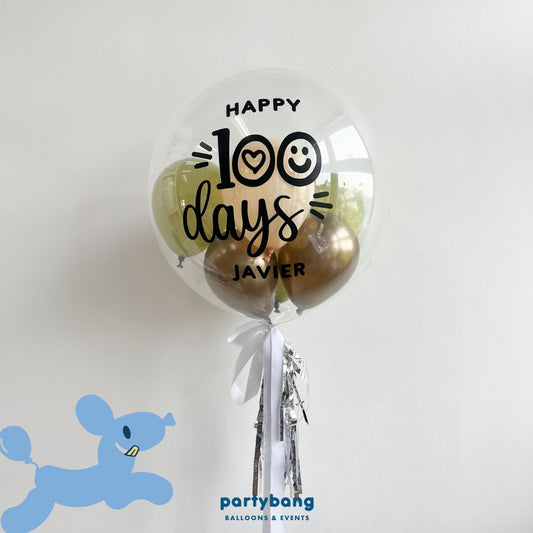 [Helium Inflated] 24inch Custom Bubble Balloon Birthday Baby Shower Full Month 100 Days Set A