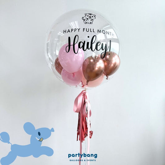 [Helium Inflated] 24inch Custom Bubble Balloon Birthday Baby Shower Full Month 100 Days Set A