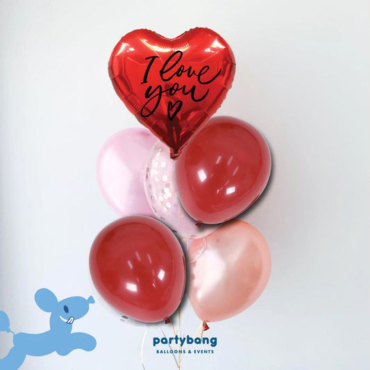 [Helium Inflated] Custom 7pcs Balloon Cluster (Red)