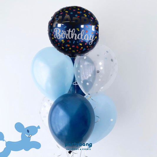 [Helium Inflated] 7pcs Balloon Cluster (Navy)