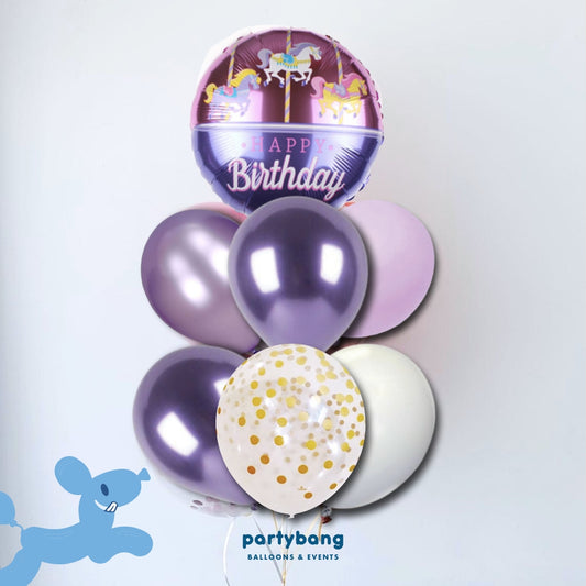[Helium Inflated] 7pcs Balloon Cluster (Purple Unicorn)