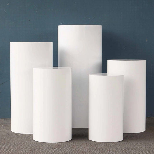 [FOR SALES] Used White Round Metal Pedestal Set B (5pcs)