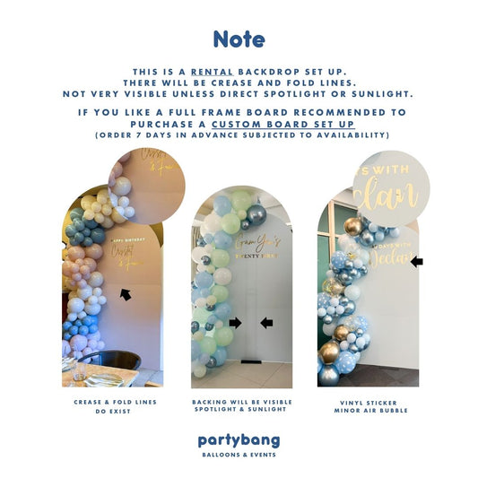Plain Foamboard Arch Backdrop Setup with Balloon Garland Deluxe