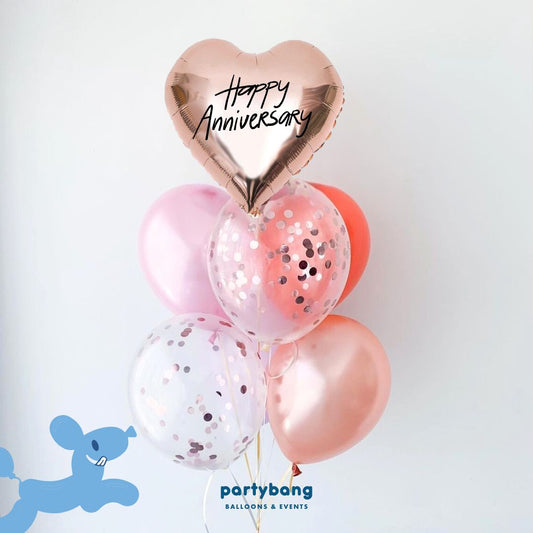 [Helium Inflated] Custom 7pcs Balloon Cluster (Rose Gold)