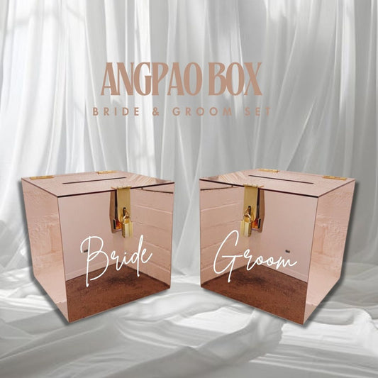 4 Days Rental Wishing Money Mirror Acrylic Angpao Box (Rose Gold)