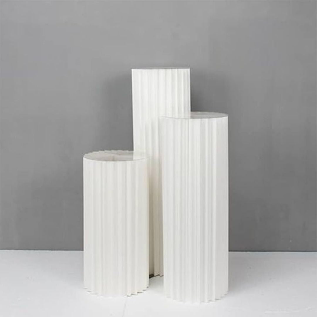 4 Days Rental White Round Paper Pedestal Set A (3pcs)