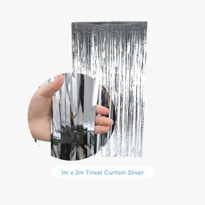 Silver Tinsel Backdrop Party Decoration Streamer