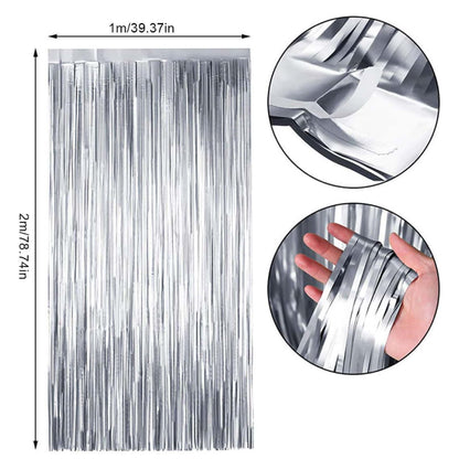 Silver Tinsel Backdrop Party Decoration Streamer