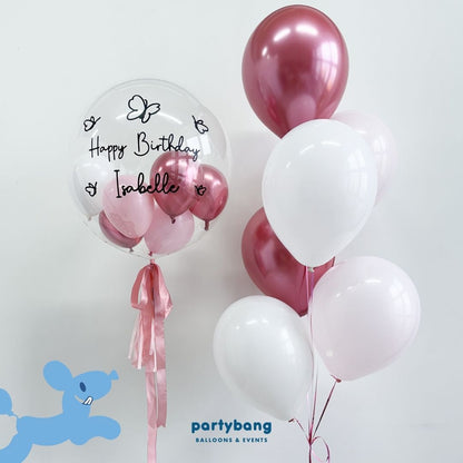 [Helium Inflated] 24inch Custom Bubble Balloon Birthday Set B