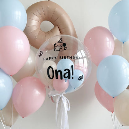[Helium Inflated] 24inch Custom Bubble Balloon Birthday Set D (1pc Number)