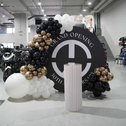 Corporate Grand Opening Theme Foam Backdrop Set-up with Balloon Garland Circle [Tan Wei Motor]
