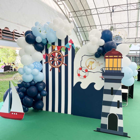 Corporate Outdoor Event Theme Foam Backdrop Set-up with Balloon Garland Organic Shape [The Collar Club]