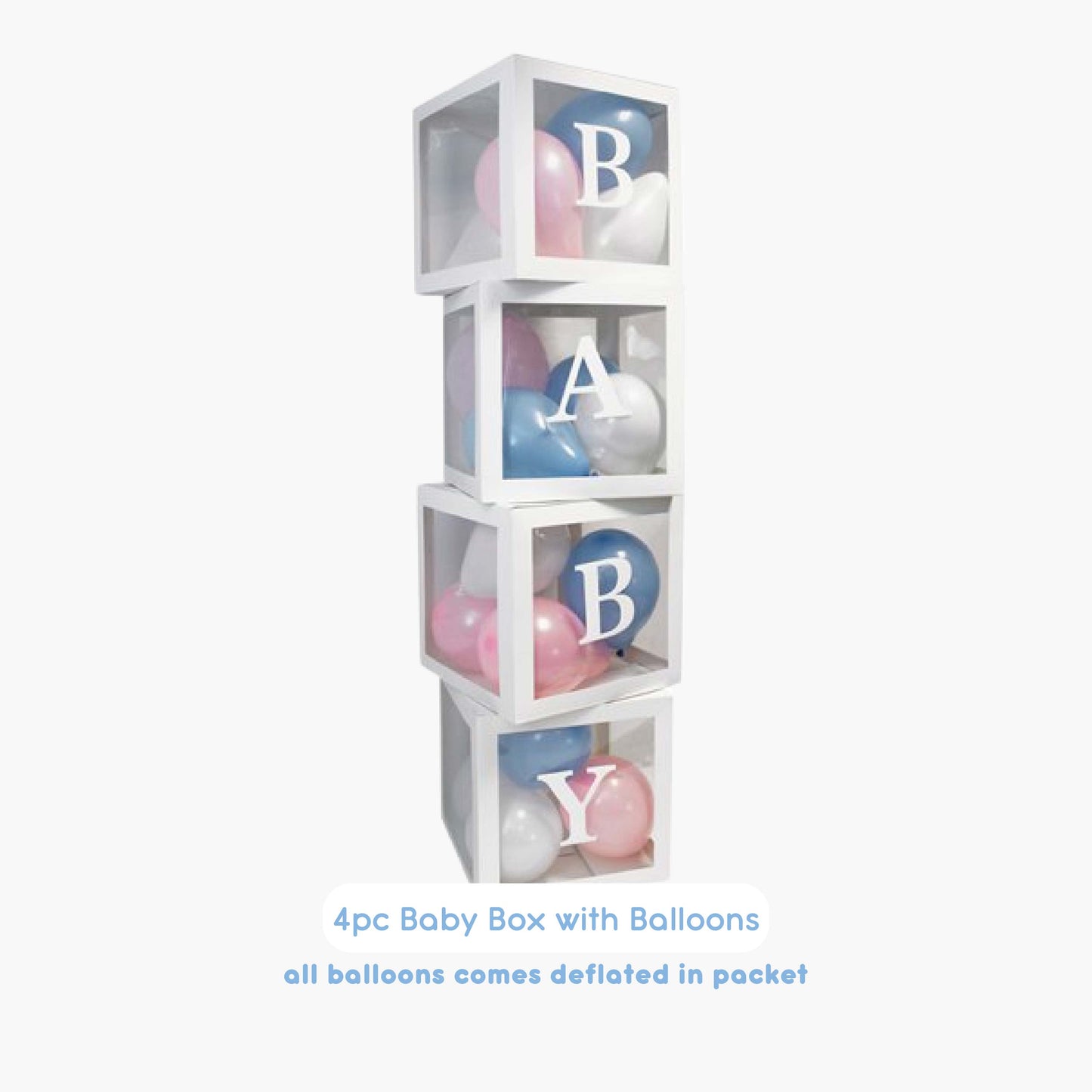 4pc Standard White Baby Box with Balloons (DIY Set)