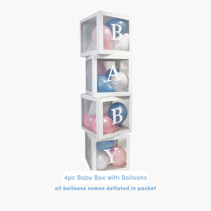 4pc Standard White Baby Box with Balloons (DIY Set)