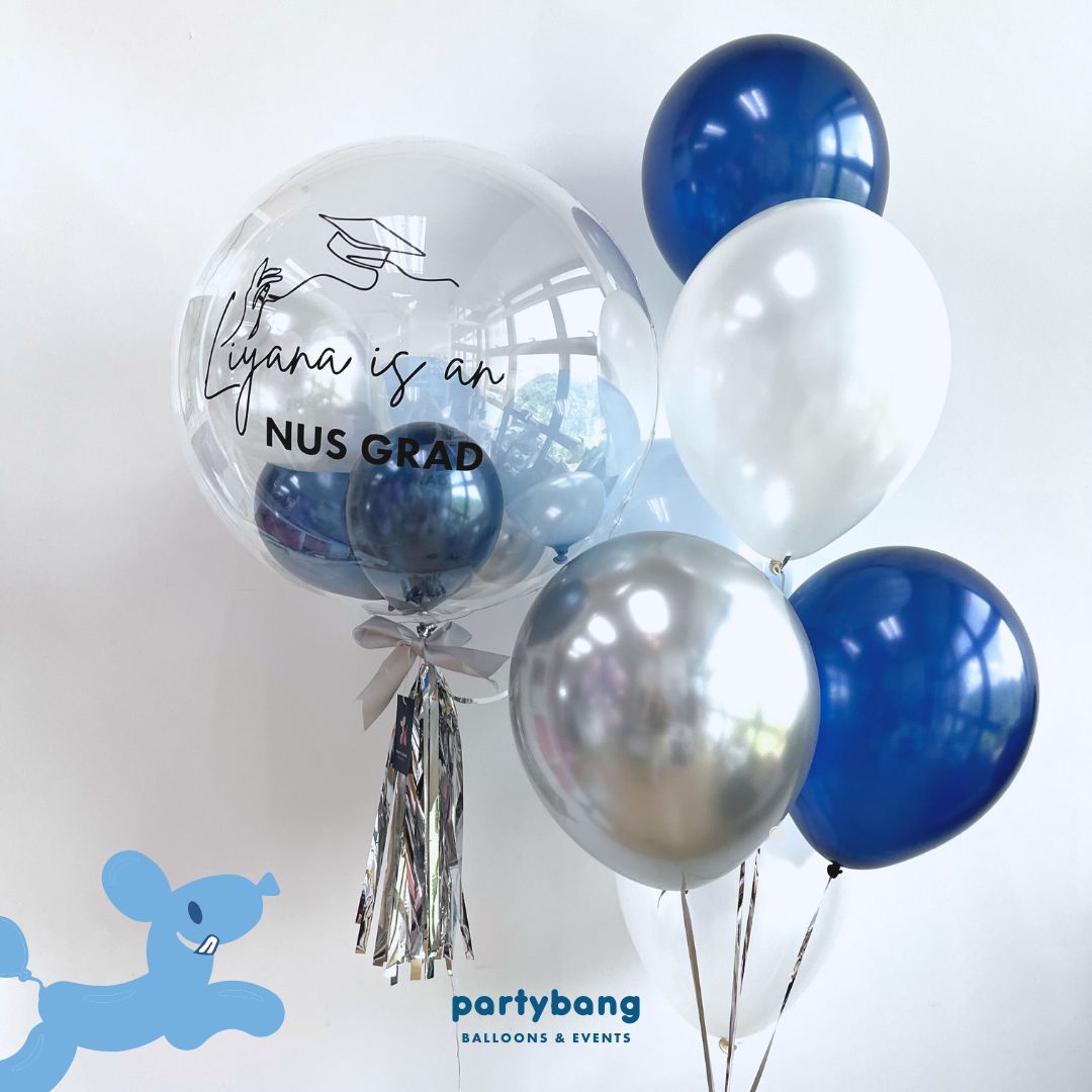 [Helium Inflated] 24inch Custom Bubble Balloon Graduation Set B
